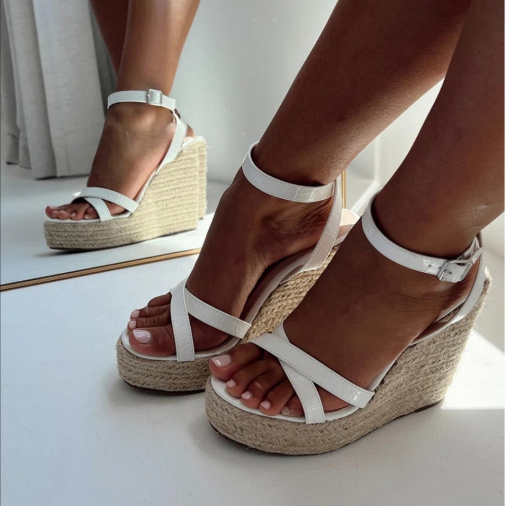 JESPER ESPADRILLE WEDGED HEELS WHITE CROC